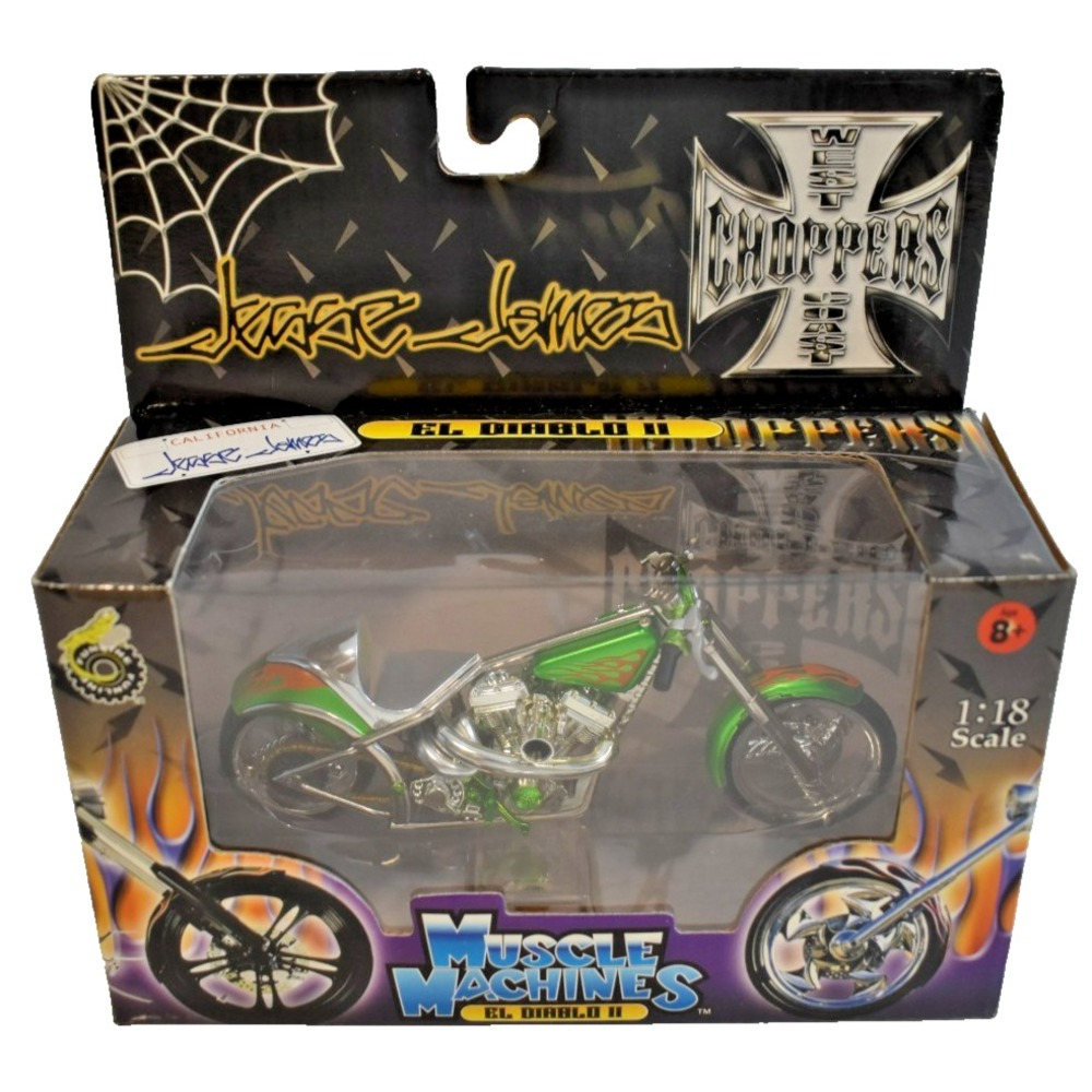 Jesse James West Coast Choppers El Diablo 2 1:18 Scale Diecast Green/ Orange